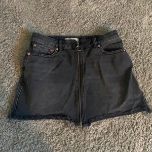 Free People black denim mini skirt